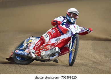 WROCLAW, POLAND - JULY 29, 2017: Speedway Couple Turnament Race Poland - United Kingdom During The World Games 2017. In Action Bartosz Zmarzlik.