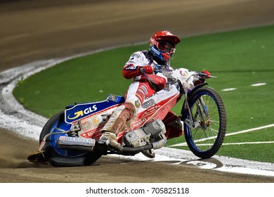 WROCLAW, POLAND - JULY 29, 2017: Speedway Couple Turnament Race Poland - Australia During The World Games 2017.
In Action Bartosz Zmarzlik