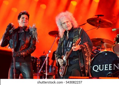 WROCLAW, POLAND - JULY 7; 2012:  Concert Queen + Adam Lambert During The Rock Festival.