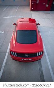 Wroclaw, Poland - June 12, 2020: Top View Of Ford Mustang Grand Tourer