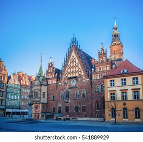 WROCLAW, POLAND - MARCH 2016: The Old Town Hall early in the morning