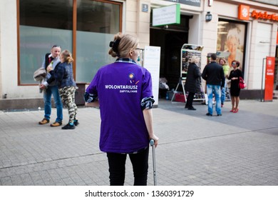 Wroclaw Poland - March 30, 2019: Collecting Signatures In Support Of The Party Wiosna (Spring) On Polwiejska Street