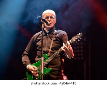 WROCLAW, POLAND - MAY 1, 2016: Francis Rossi From Status Quo Band During Concert Guitar Guinness World Record.