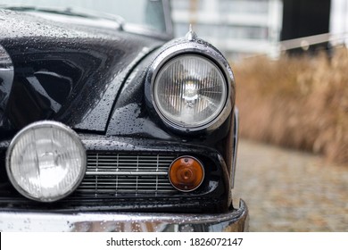 Wroclaw, Poland - November 4, 2019: Black 1963 Studebaker Hawk Classic Car details. Editorial only.