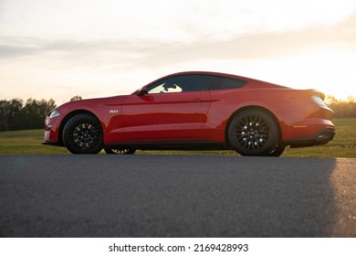 Wroclaw, Poland - October 21, 2019: Fas Sports Car In Sunset Scene