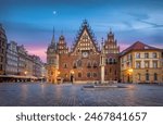 Wroclaw, Poland. View of historic gothic Town Hall at dusk (HDR-image)