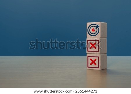 Wrong to the goal of success. With empty space. business concept