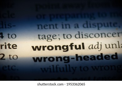wrongful word in a dictionary. wrongful concept, definition.