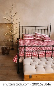 Wrought Iron Bed With Christmas Bedding