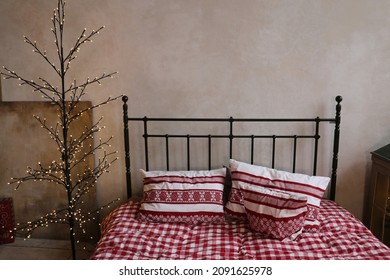 Wrought Iron Bed With Christmas Bedding