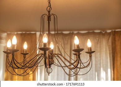 Wrought Iron Chandelier In The Interior
