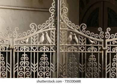 Wrought Iron Fence With Birds In Budapest - Art Nouveau Style