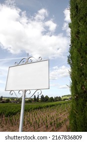 Wrought Iron Sign In The Vineyards Of A French Winery