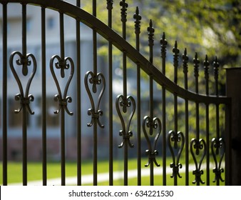 Wrought iron tracery black fence fragment 