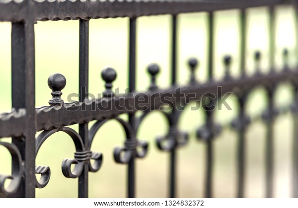 Wroughtiron Fencing Painted Black Decorations Background
