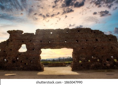 Wroxeter Roman City In England. English Heritage. Dramatic Sky