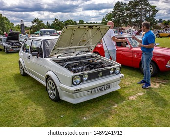 Wroxham, Norfolk, UK – July 21 2019. Classic Golf GTi Hatch Back Car On Display At The Annual Classic, Vintage And Modified Car Show Held In Wroxham, Norfolk, UK