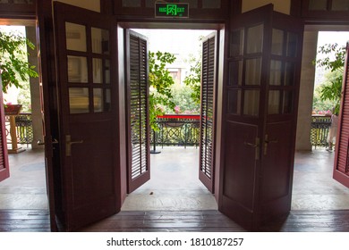 WUHAN, CHINA, OCTOBER 2, 2019: Balcony Of The Former Office Of The Central Committee Of The Communist Party Of China