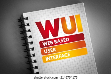 WUI Web Based User Interface - Allows The User To Interact With Content Or Software Running On A Remote Server Through A Web Browser, Acronym Text On Notepad