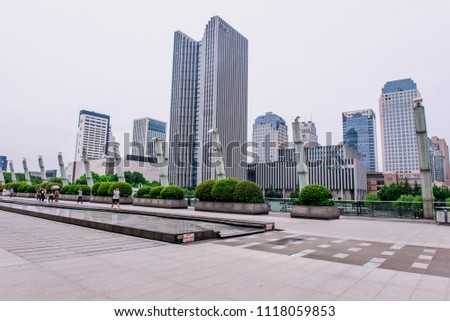 Wulin Square is a square in the Xiacheng District of Hangzhou. Urban construction and building exterior in Hangzhou China.