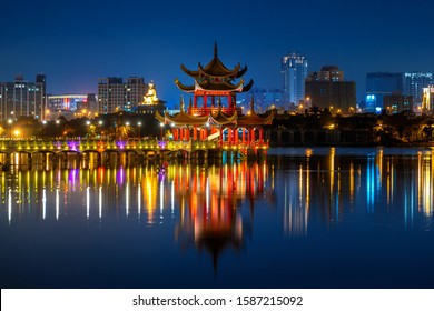 Wuliting pavilion at night. Kaohsiung's famous tourist attractions in Taiwan. - Powered by Shutterstock
