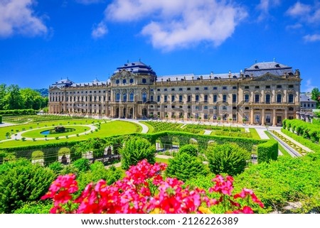 Wurzburg, Germany. Residence Palace of Wurzburg seen from the Court Gardens.