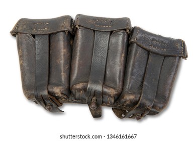 ww 2 german leather ammo pouch isolated on the white background - Powered by Shutterstock