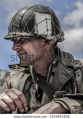 WW2 American G.I. Medic, battle fatigue, reenactor