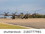 WW2 B-29 Bomber Taxiing after Landing