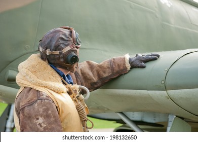 WW2 Fighter Pilot With Hurricane Aircraft