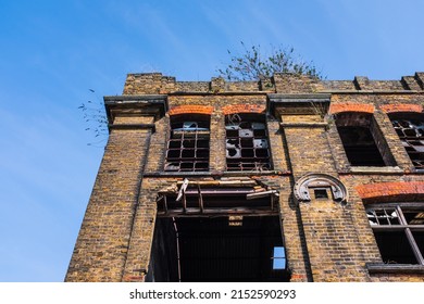 WW2 German Rocket Damaged Warehouse Building In London, UK.