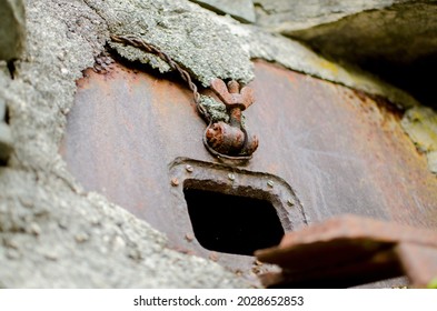 WW2 Gun Steel Hatch In Mountain