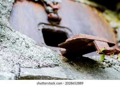 WW2 Gun Steel Hatch In Mountain