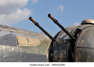 WW2 Lancaster Bomber Gun Turret And Cockpit