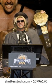 WWE World Champion Edge at the Wrestlemania Press Conference in New York's Hard Rock Cafe on March 26, 2008.