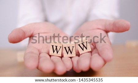 WWW World Wide Web in wooden words letter, internet business typography quotes concept 