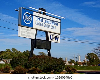 Wyandotte, Mich./USA-Oct. 22, 2017: The U.S. Steel Great Lakes Works South Of Detroit.                               