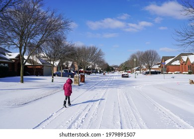 Wylie, Texas, USA: Feb 15, 2021: Winter Storm That Caused Rolling Power Outages Across Texas.  