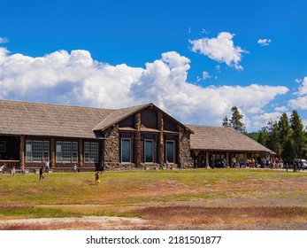 Wyoming, JUL 6 2022 - Sunny View Of The Old Faithful Lodge