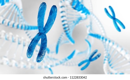 X chromosome against the background of DNA. Chromosomes and DNA.
3D rendering - Shutterstock ID 1122833042