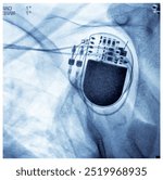 X ray image showed dual chamber permanent pacemaker (PPM) in left chest at Cath Laboratory.