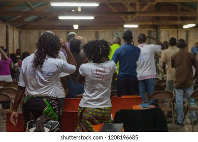 Xai Xai, Mozambique, April, 2014: A Series Of Images From Mozambique Pentecostal Church Gathering And Service