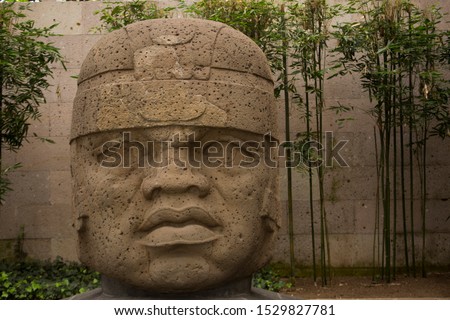 Xalapa, Veracruz/Mexico - View of Olmec Colossal Head statue.