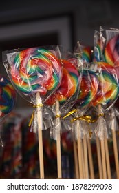 Xanten,Germany-August 19,2020 : Colorful Sweet Candy In Vintage Style , Favorite Things For Children In  Roman Old Town Xanten.