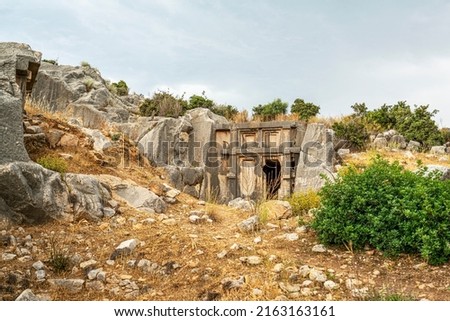 Xanthos, which was the capital of ancient Lycia, illustrates the blending of Lycian traditions especially in its funerary art. The rock-cut tombs, pillar tombs and pillar-mounted sarcophagi are unique
