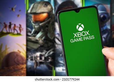 Xbox Game Pass On Smarthphone Screen. 5 Jan, 2022, Sao Paulo, Brazil.