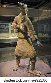 Xian China; May 30; 2017  The famous Standing Archer unearthed in Pit 2 of the Terracotta Army.  Xian, Shaanxi province, China