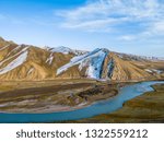 Xinjiang Bayinbrook Grassland and Snow Mountain Scenery, Nine Bends and Eighteen Bends of the River  