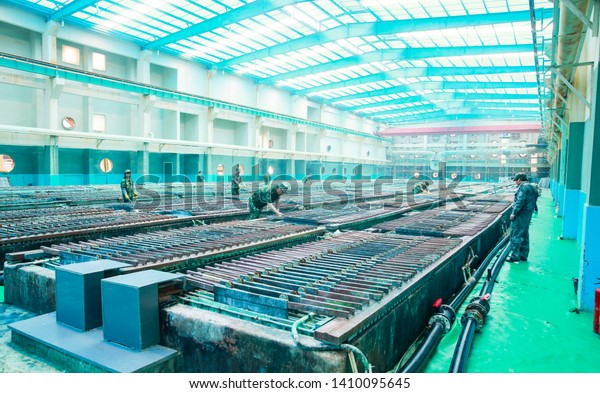 Xinyu,\
China - April 16, 2014: the workshop of a Rare Earth production\
enterprise in jiangxi province, central China. China is the largest\
source of rare earth imports to the United\
States.
