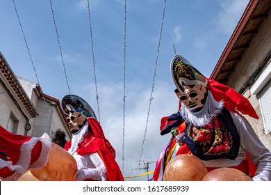 Xinzo de Limia, Spain -03/03/2019 Pantalla the traditional carnival mask. One of the most popular carnivals in Galicia, Entroido de Xinzo de Limia.